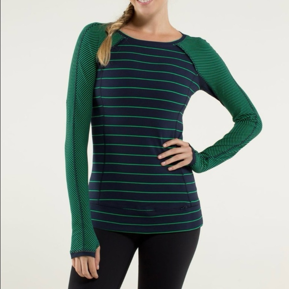 Lululemon Full Tilt Long Sleeve Slalom Stripe Inkwell Size 6 EUC